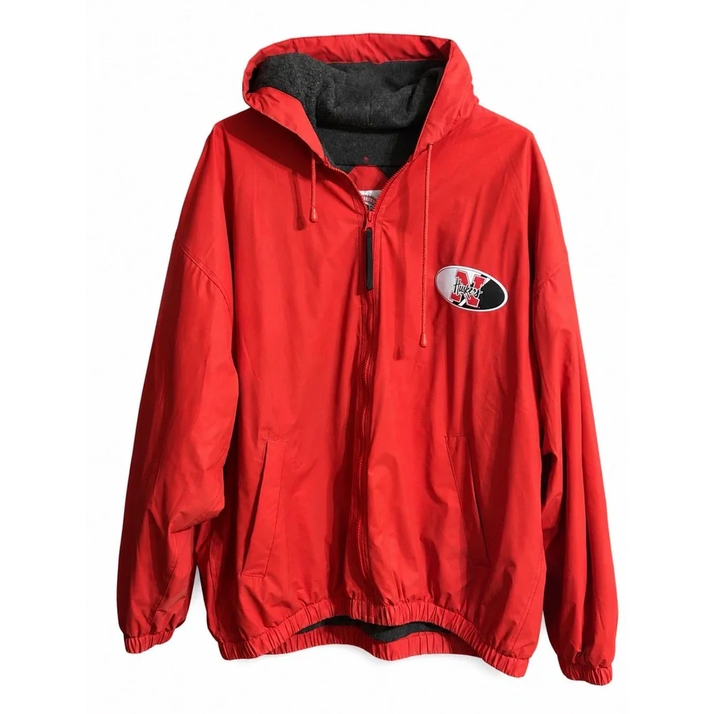 Vintage 90s Nebraska Cornhuskers Huskers Jacket XL Fleece Lined Hooded